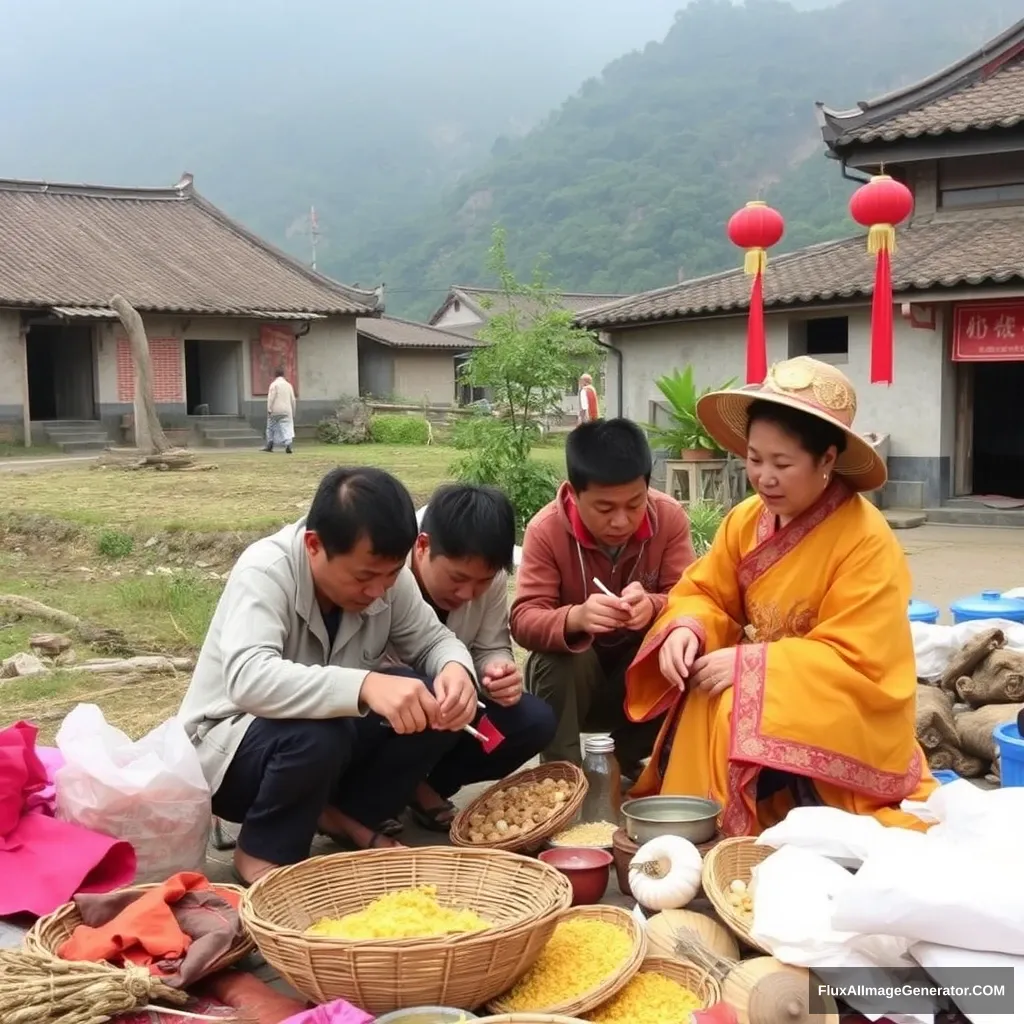 In China, villagers are busy preparing for the annual "Lord and Lady Wang Return to Their Parental Home" cultural festival. - Image