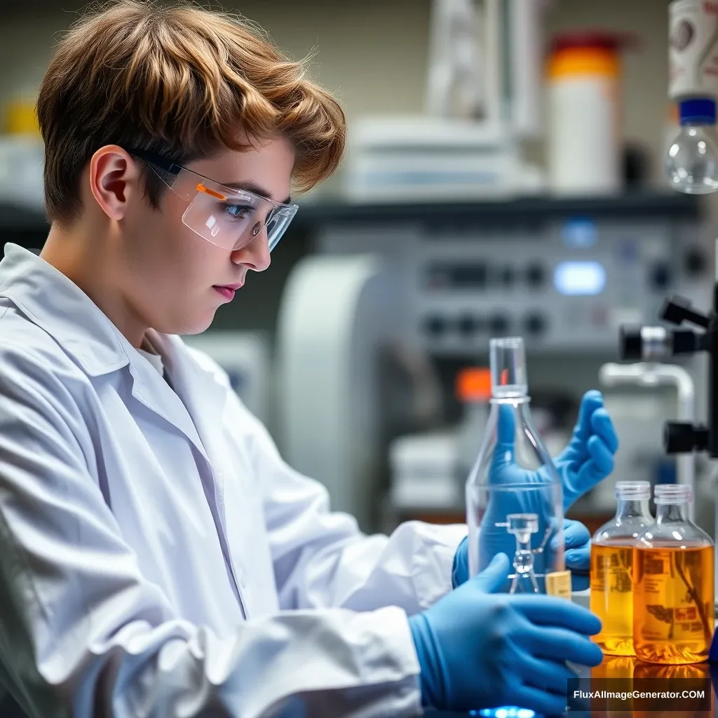 Young engineer in a lab making a discovery