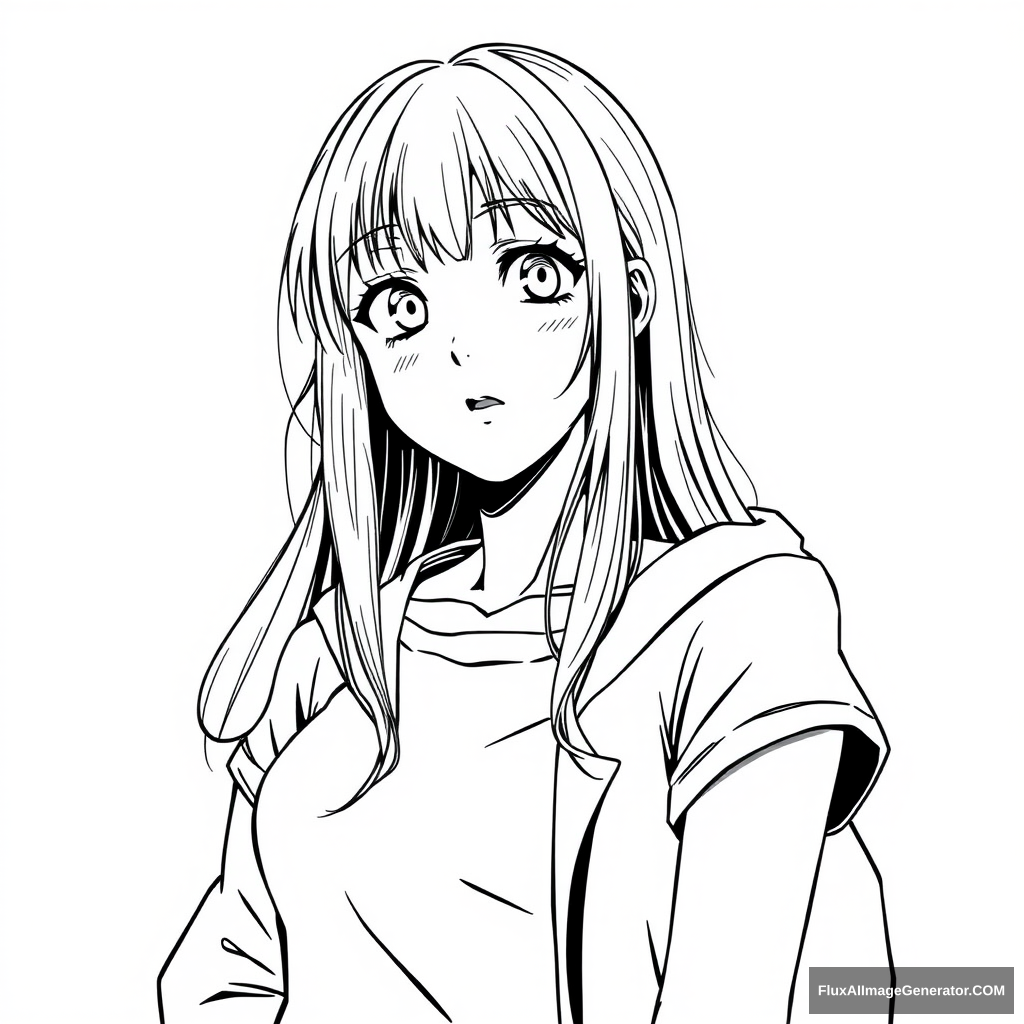 basic line art girl manga