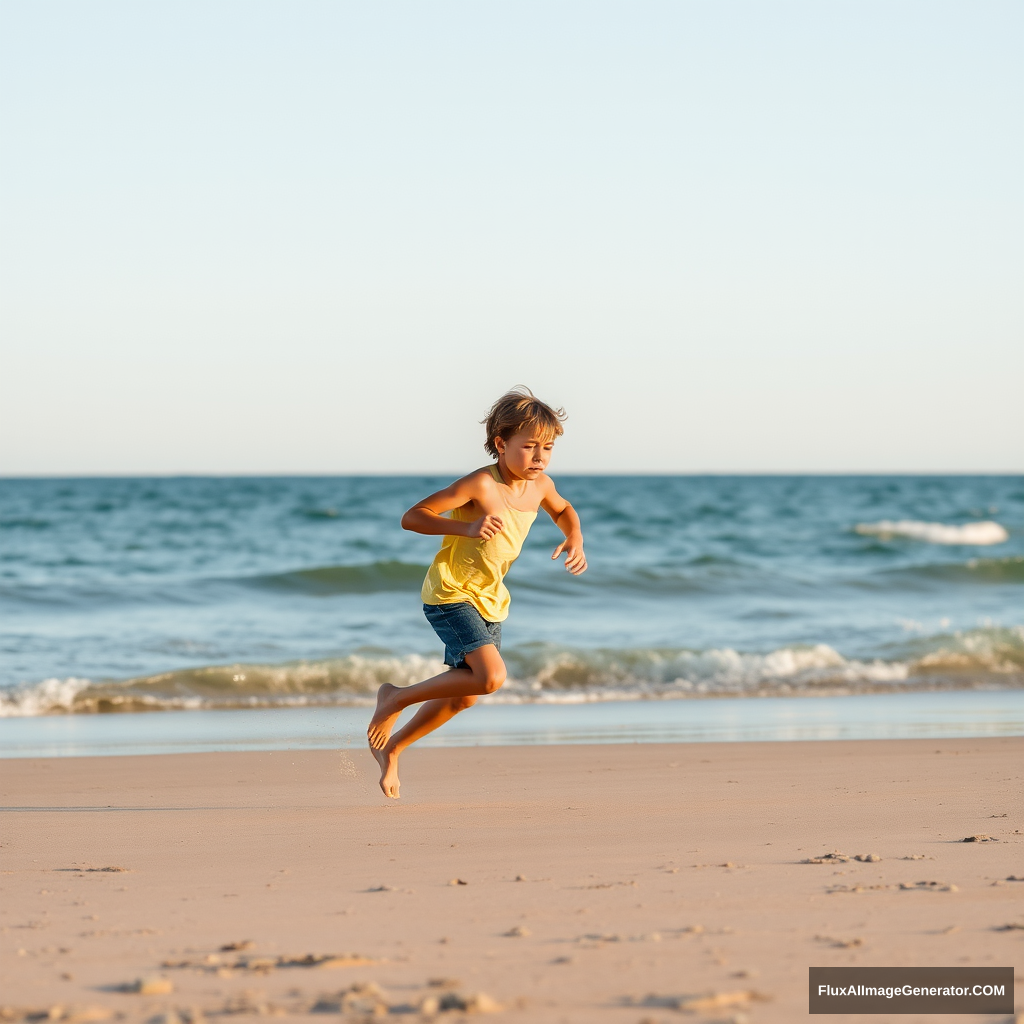 boy at the beach running - Image