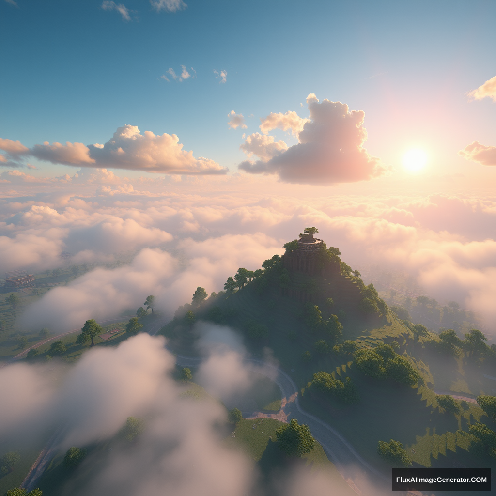 8k UHD, HDR, Aerial view, minecraft land, Unreal Engine