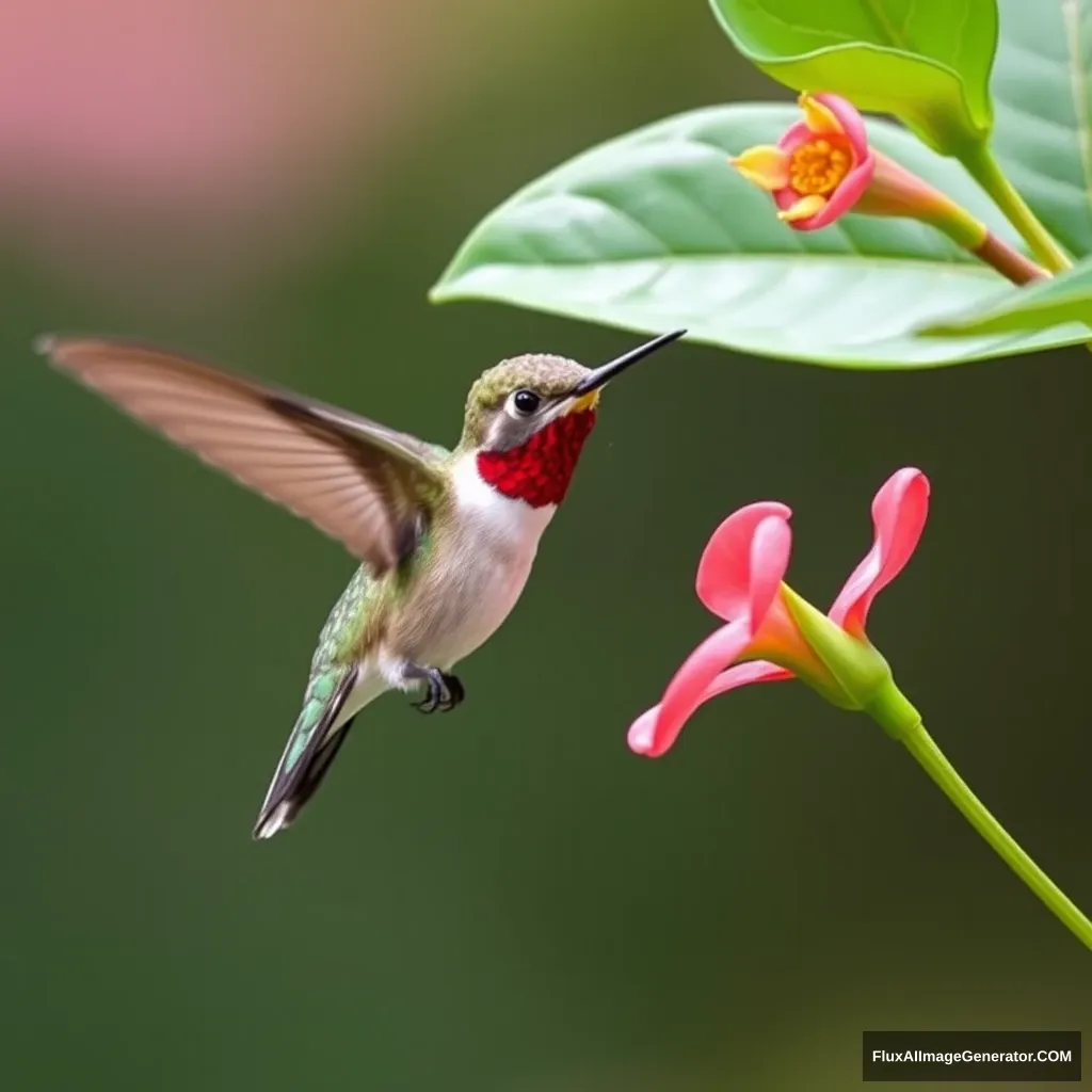 Image of a hummingbird collecting nectar