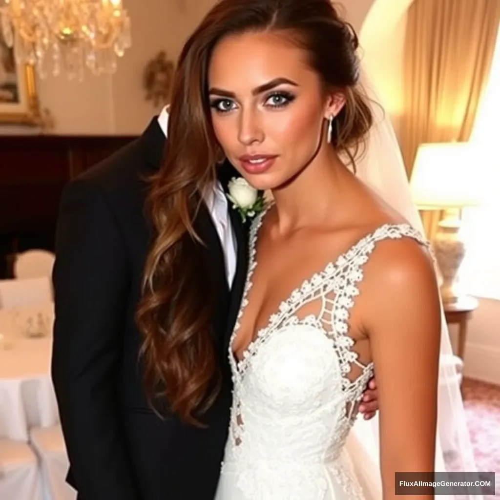 Fitness model influencer Emma's controversial wedding dress. - Image