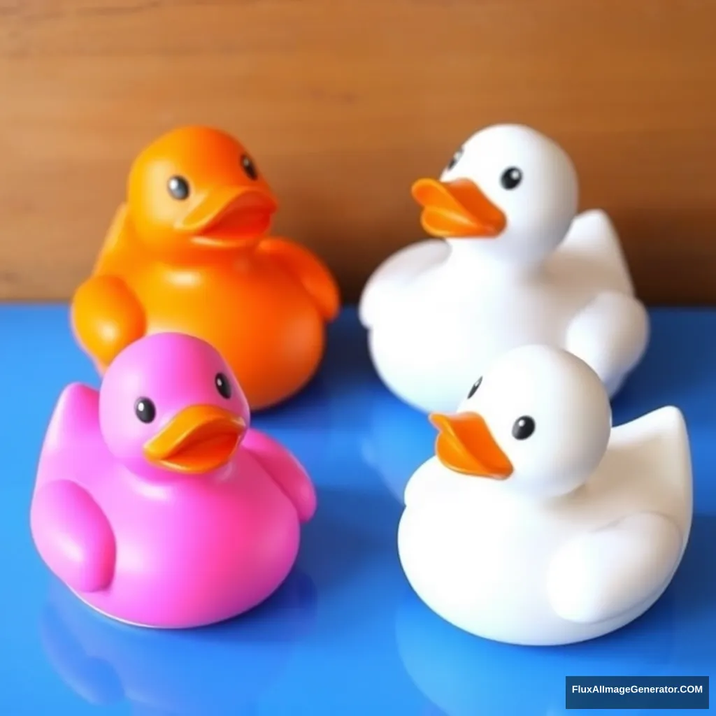 Different style four rubber ducks