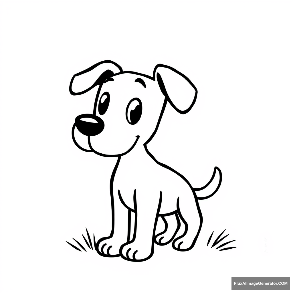 Simple line drawing  
dog  
Thick lines  
Black and white  
Minimalist  
Sketch  
Cartoon style  
Outline  
like huginnandmuninn_ style  