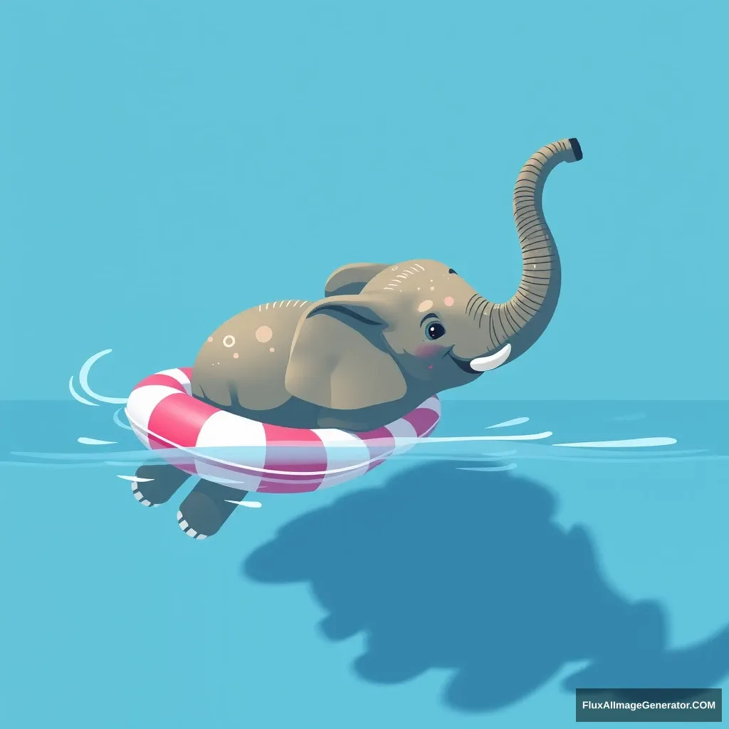 Create an image of an elephant swimming in the pool with floaties.