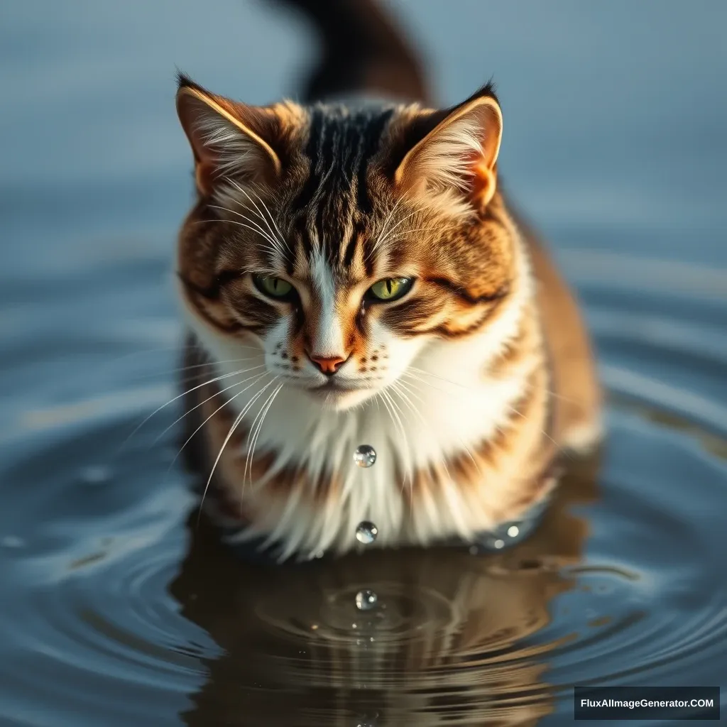 cat with water