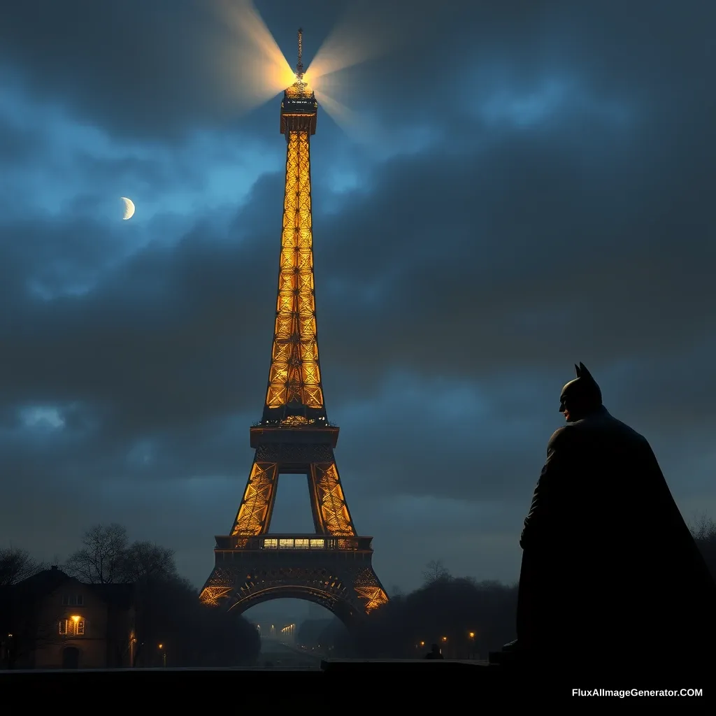 "Batman under the Eiffel Tower"