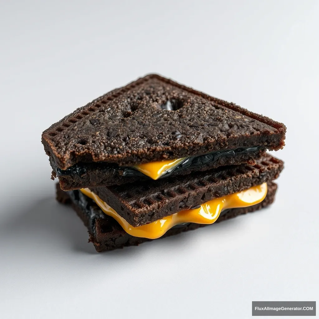 Black Gold Sandwich, triangular shape, right-side view.