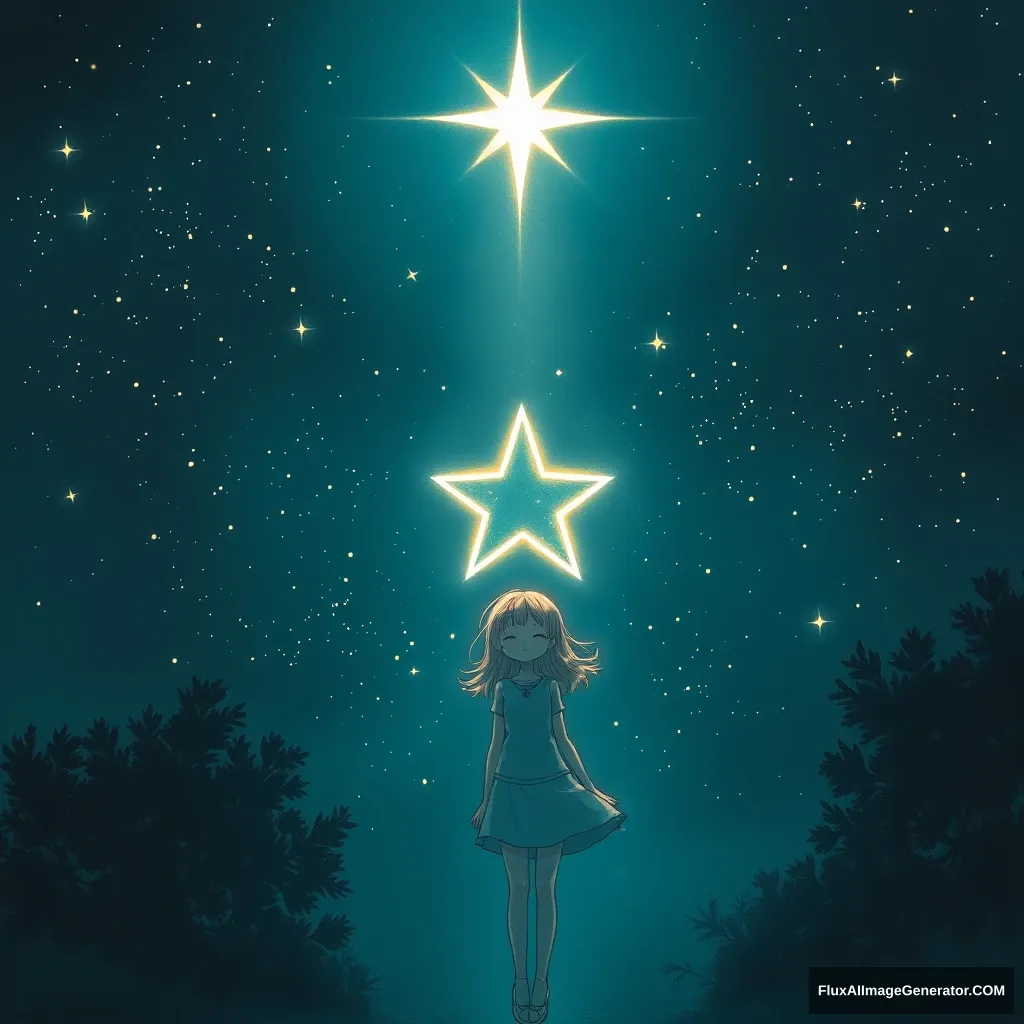 star, night, real girl - Image