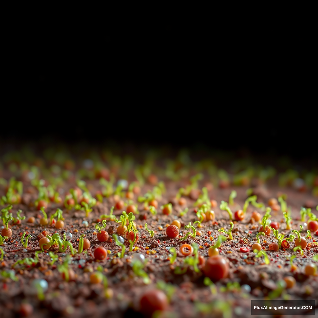 bacteria field cover the ground black background