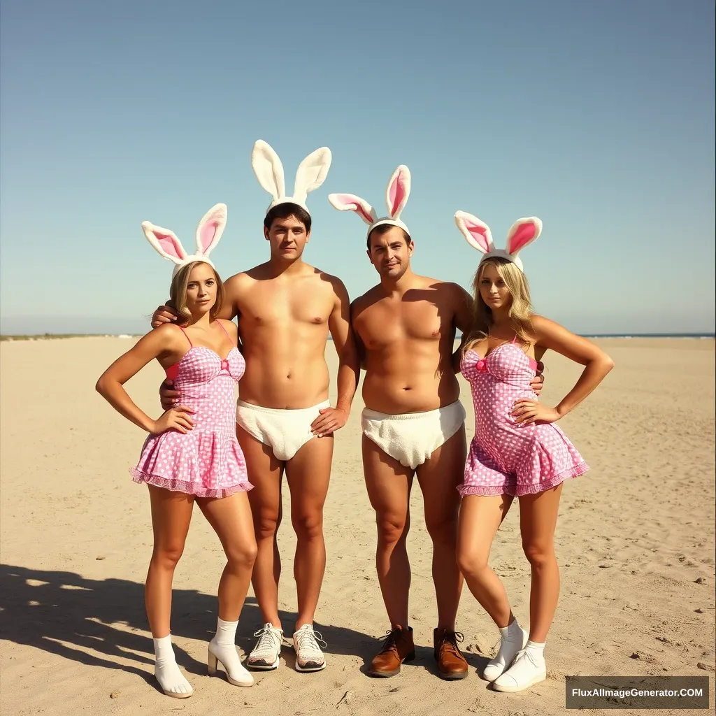 Men wearing bunny girls