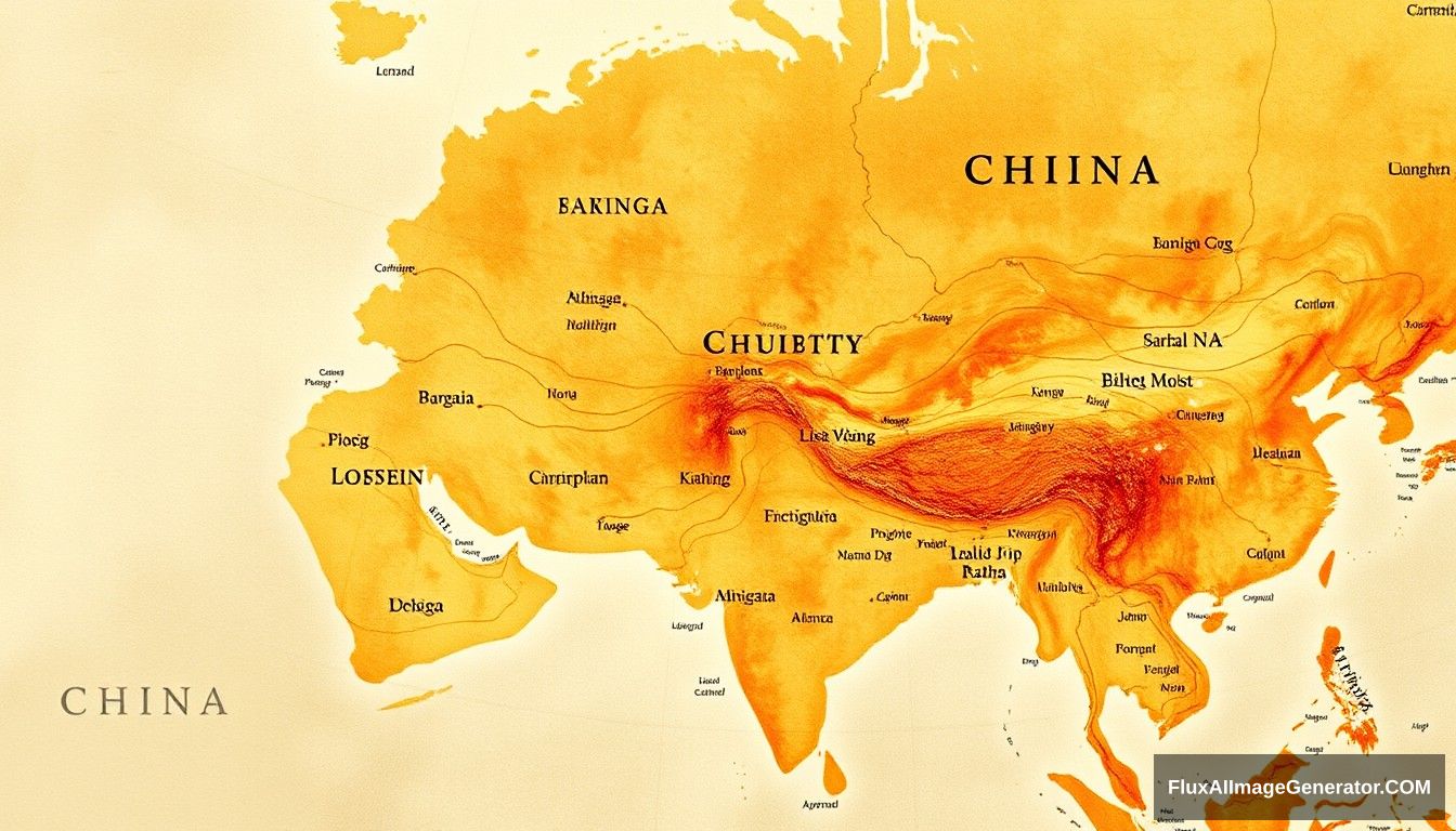 World map, highlighting China.