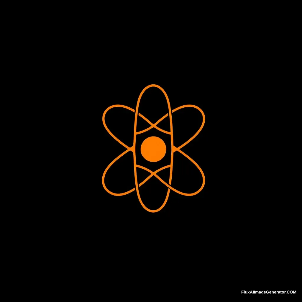 Black and orange with the inscription N. A. C. under the image of an atom.