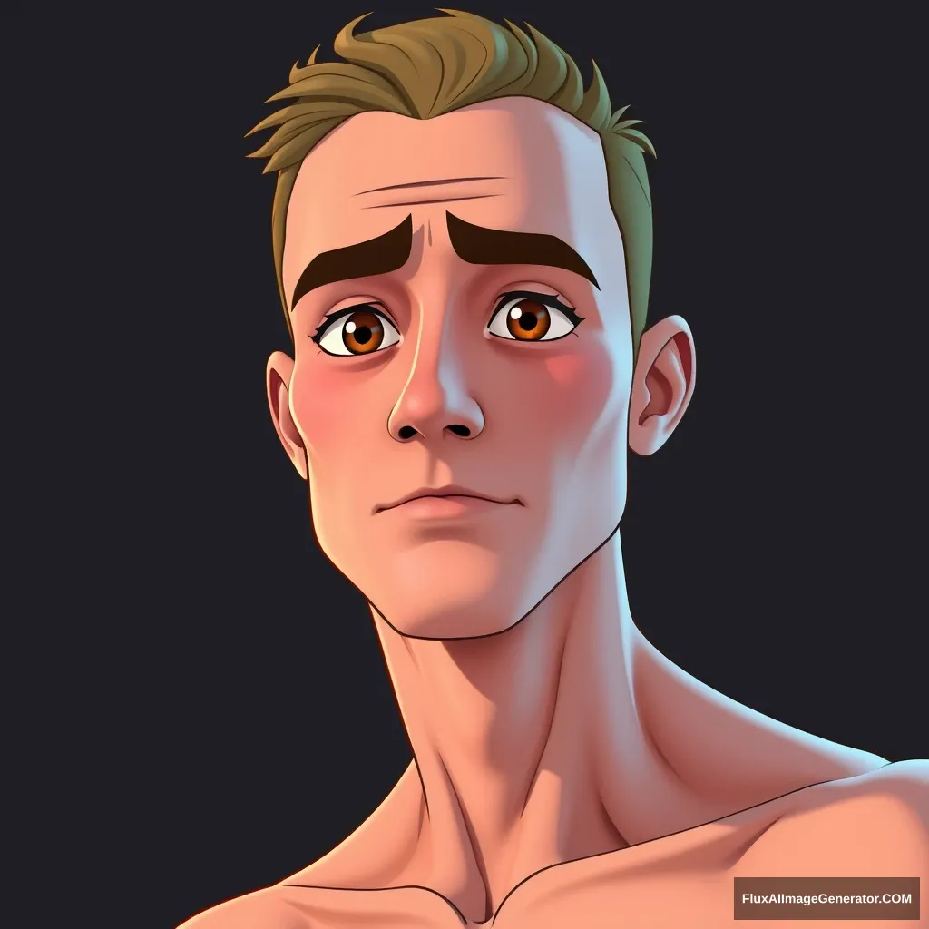 4k, cartoon, male, real skin