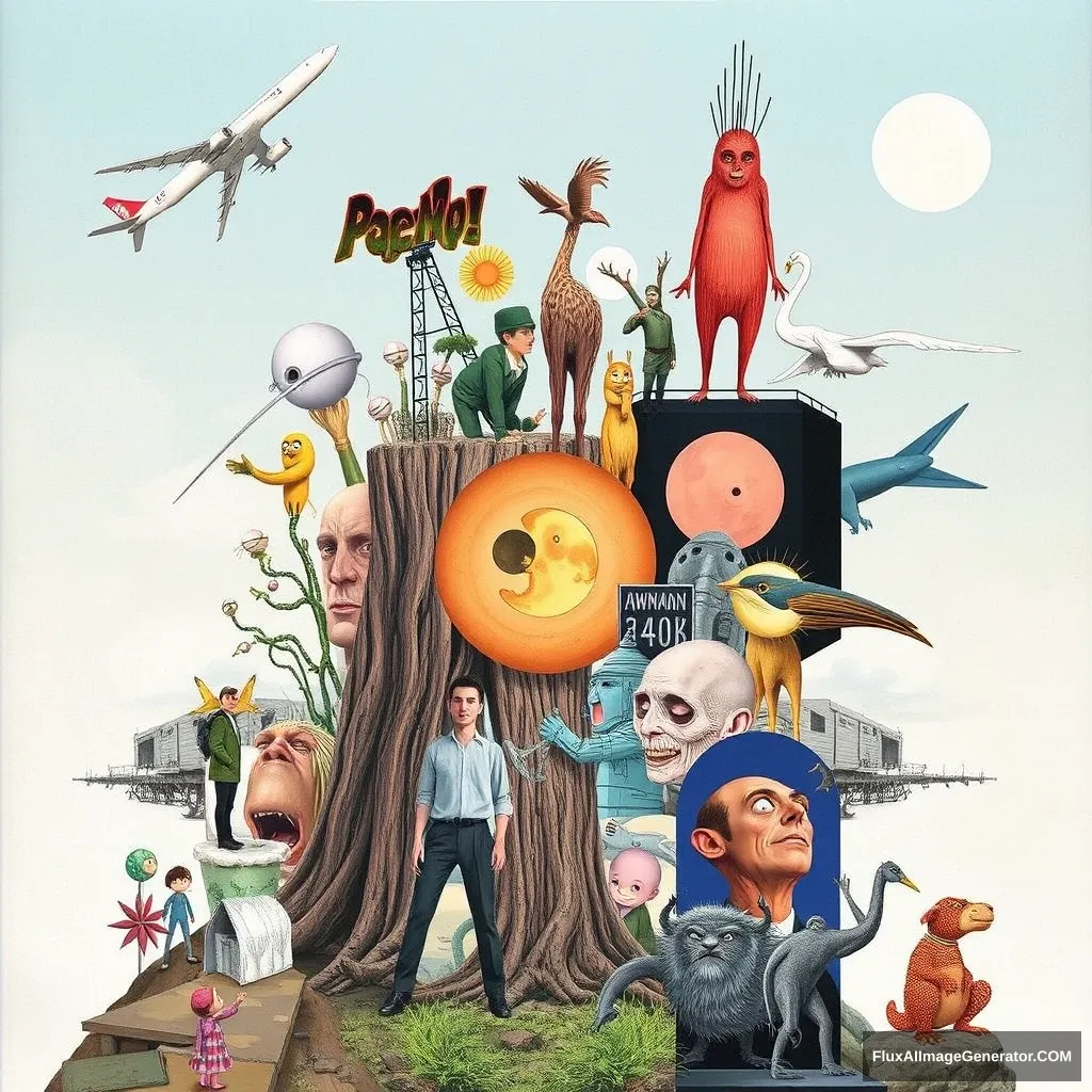 Collage of different weird illustrations