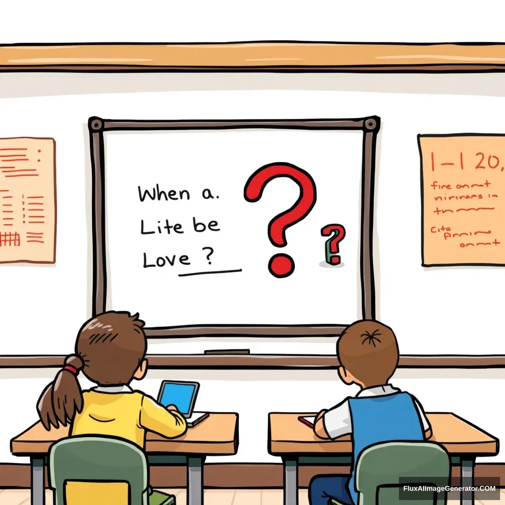 school, study, whiteboard, question, answer, cartoon style - Image