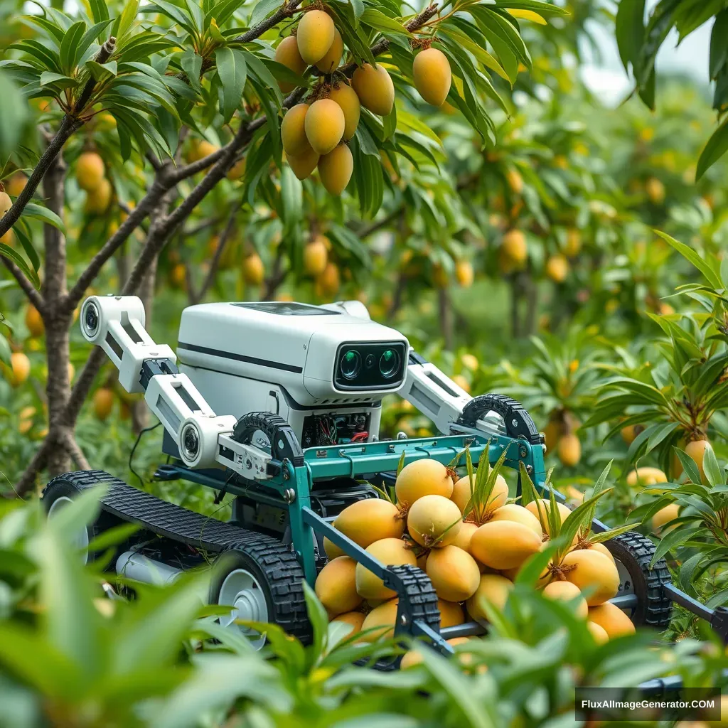 Robot harvesting mango in a field