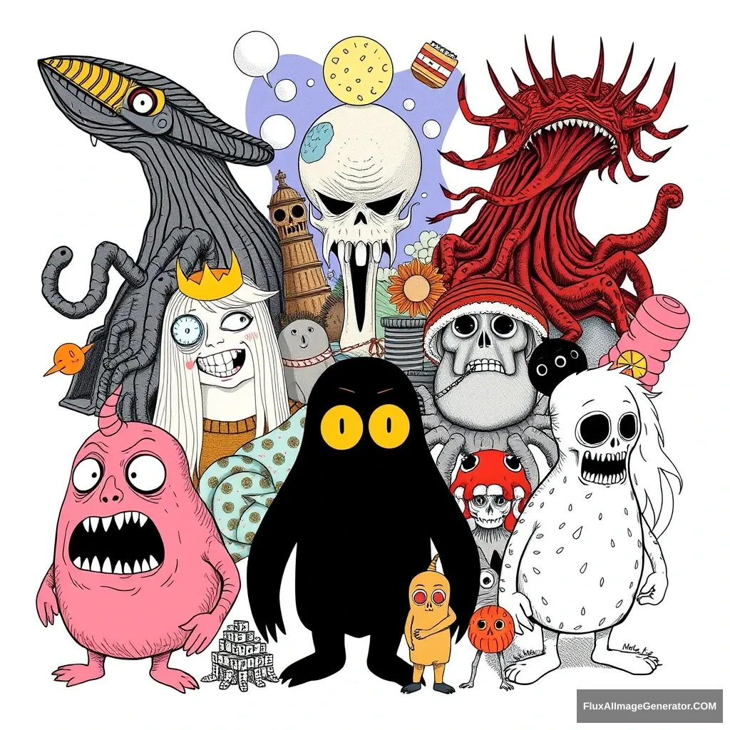 Collage of different weird illustrations