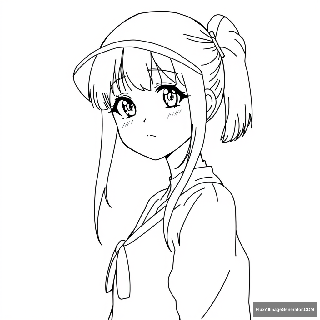 Super simple anime girl lineart.