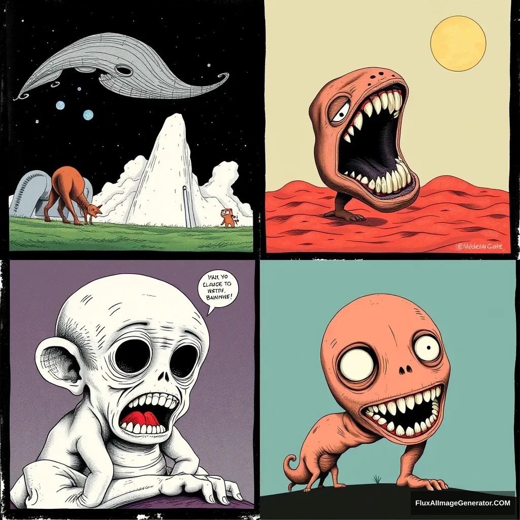 Collage of different weird illustrations - Image