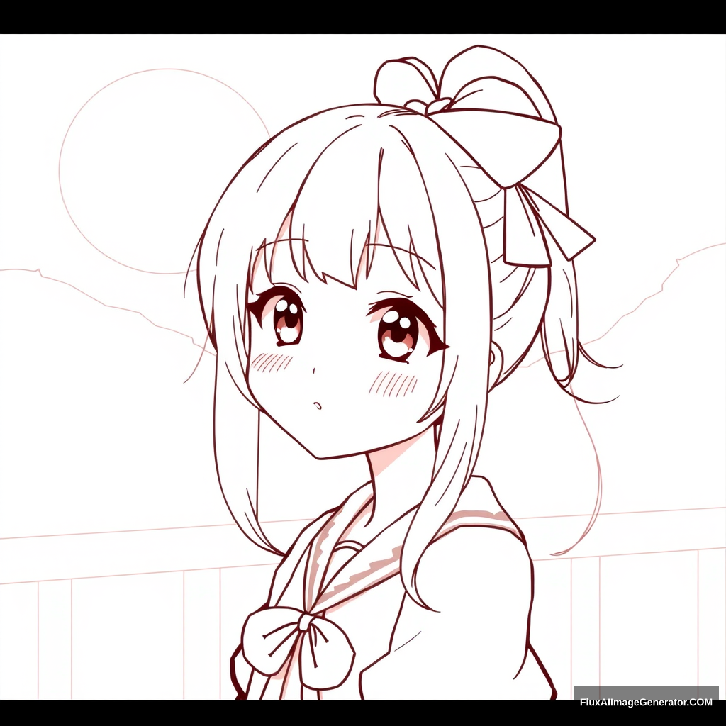 basic line art anime girl kawaii - Image