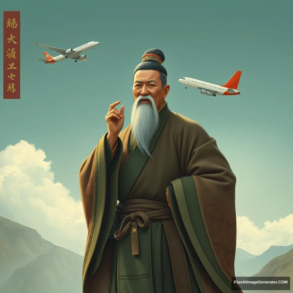 Li Bai traveled back to the modern era and took a plane. - Image