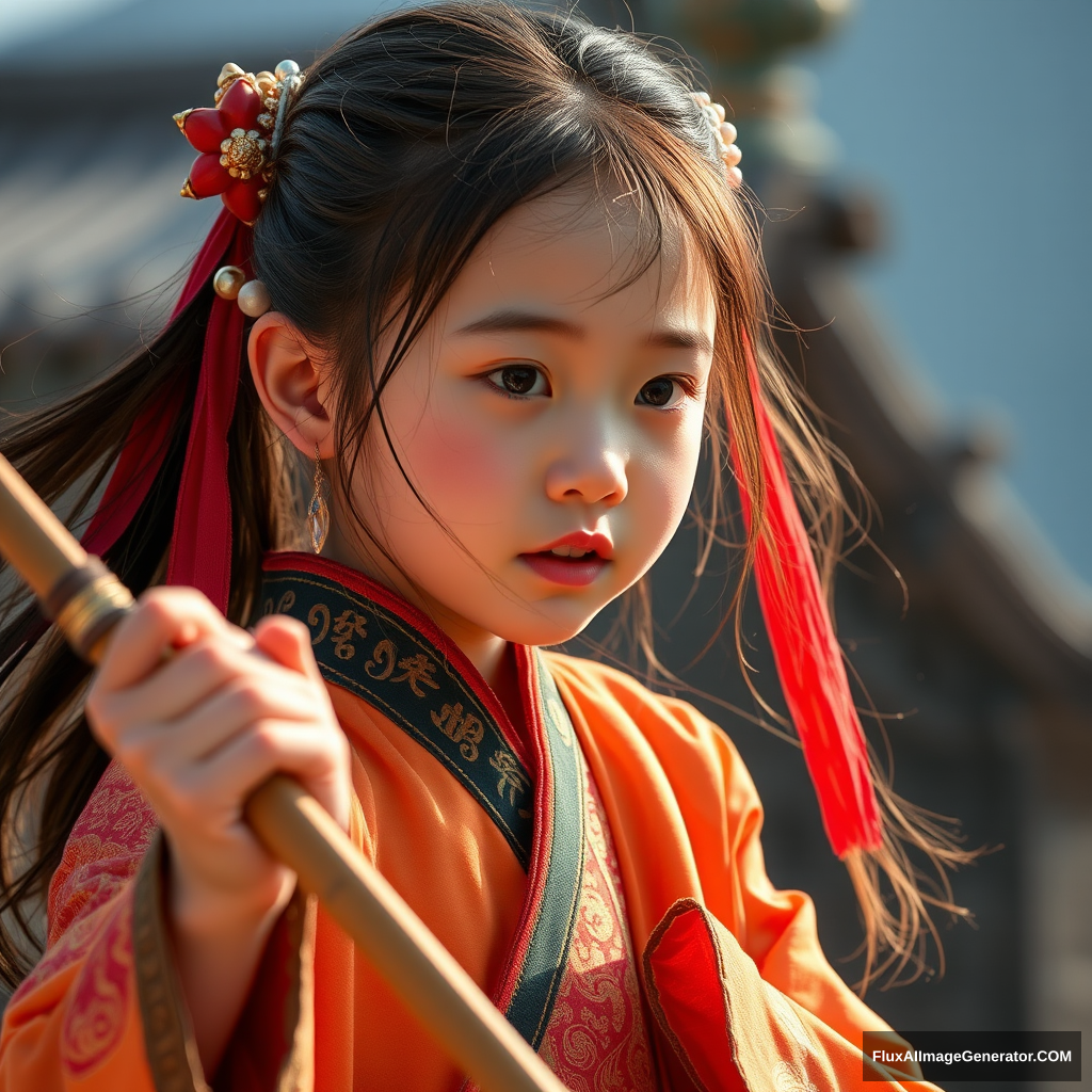 The girl playing in the Bi Yang of He Nan Zhu Ma Dian.