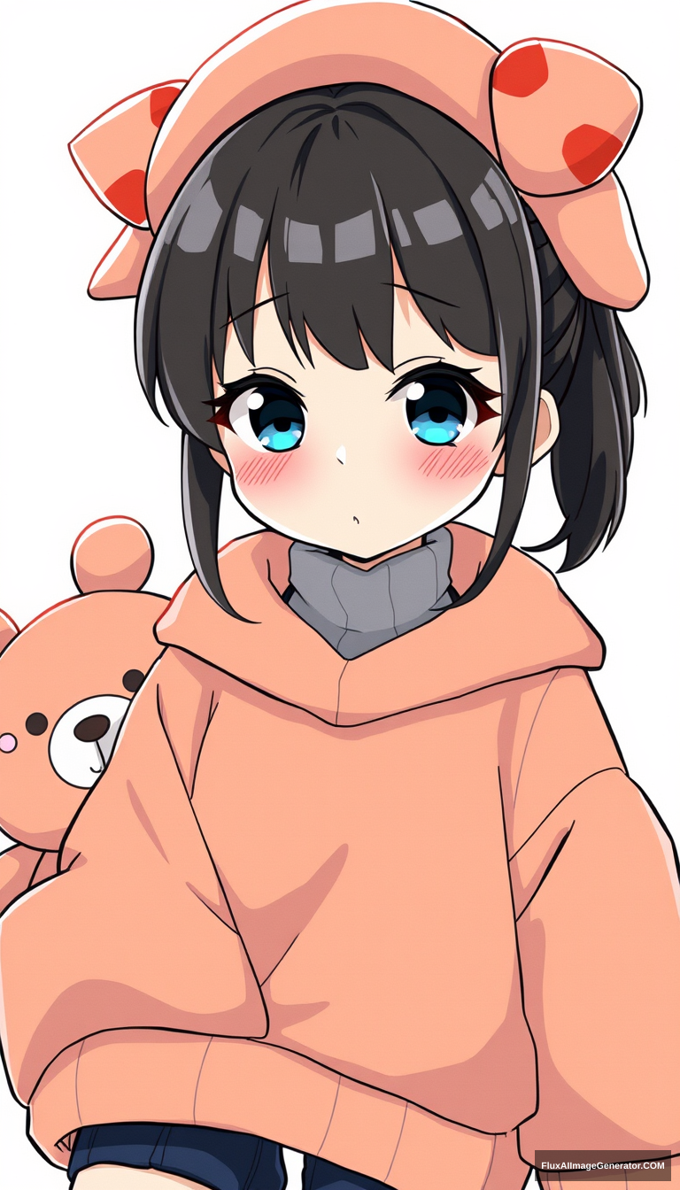 Cute anime girl with cel shading and oversized clothes. Plushies. Semi-realistic. - Image