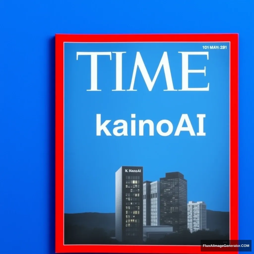 A TIME magazine cover shows a "KainoAI" company, the background is blue.