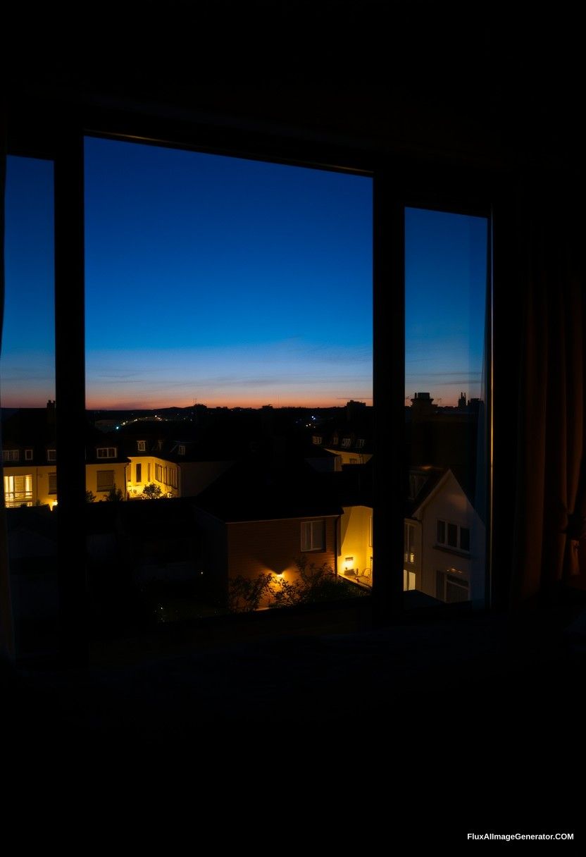 big glass window, bedroom scenery, midnight at France neighbours - Image