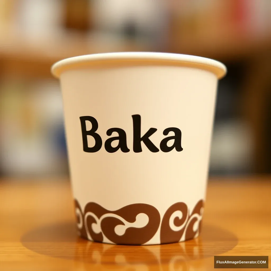 a paper cup that prints "Baka" - Image