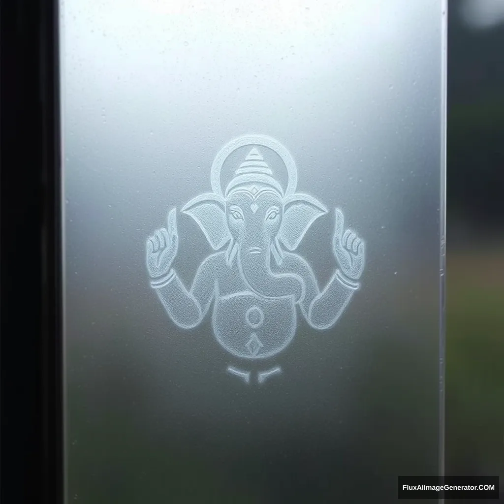 Ganesha seen through frosted glass - Image