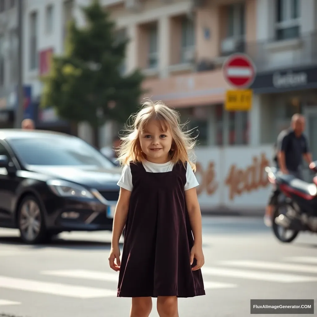 girl in tiny skirt on street - Image