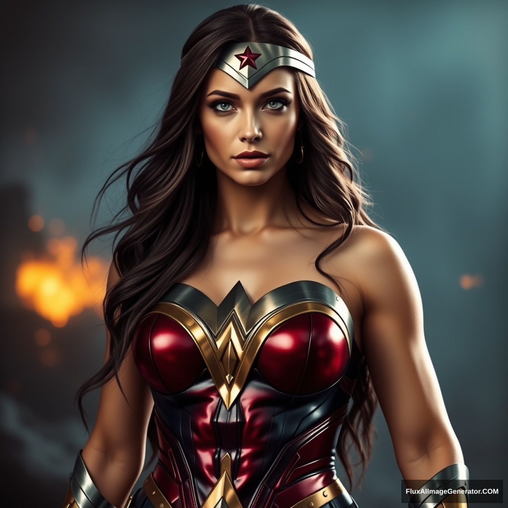 Wonder Woman real life female, hyper realistic photo, dramatic - Image