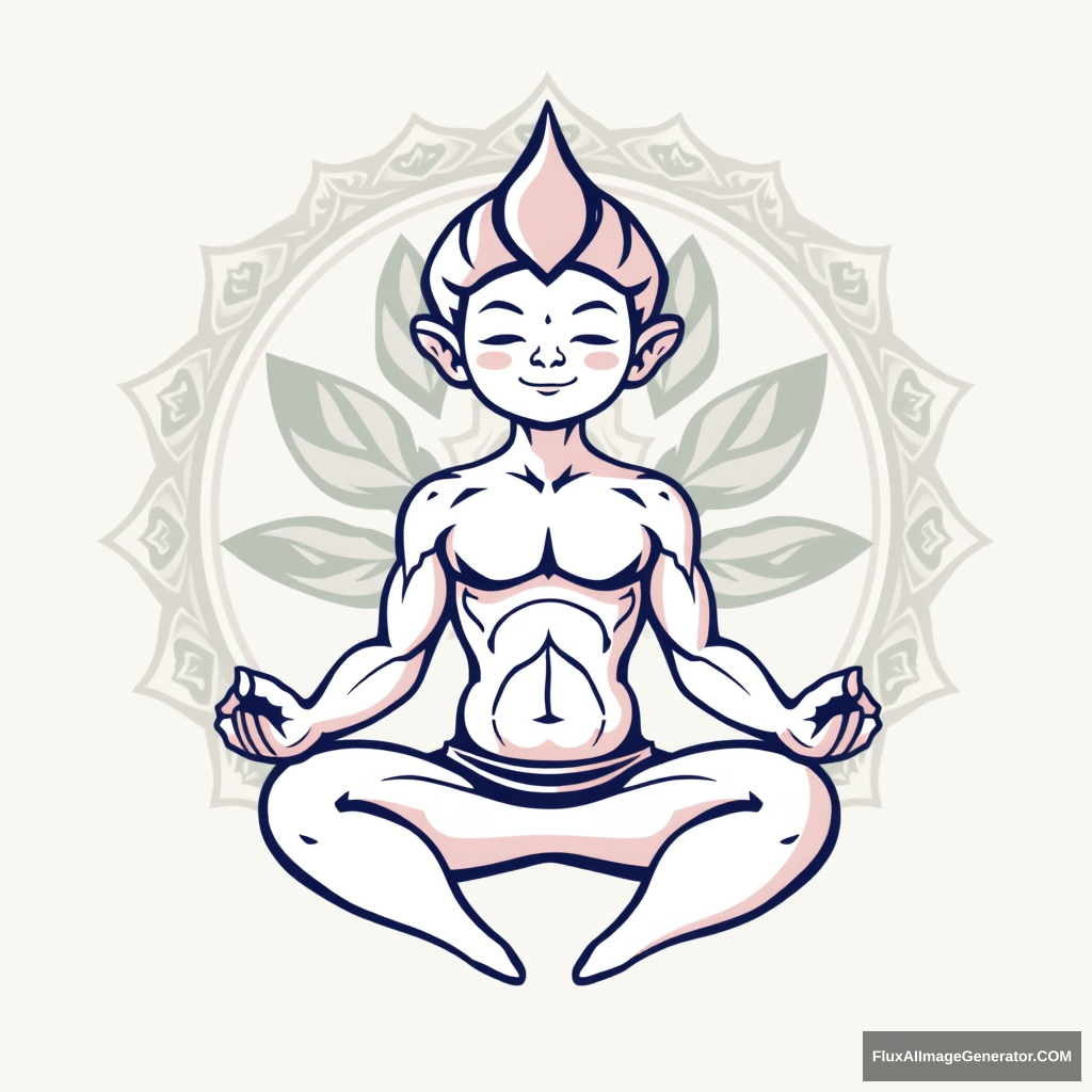 Yoga Center logo: Trans muscular dwarf in lotus position