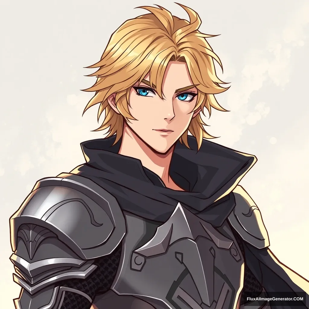 Fantasy man, blond hair, knight, handsome, webtoon, anime - Image