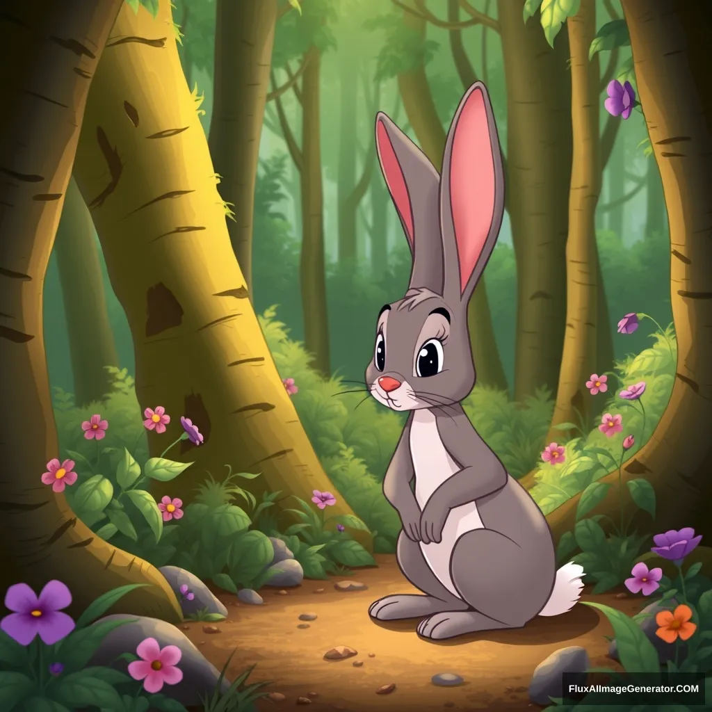 A rabbit in the forest, Disney style. - Image