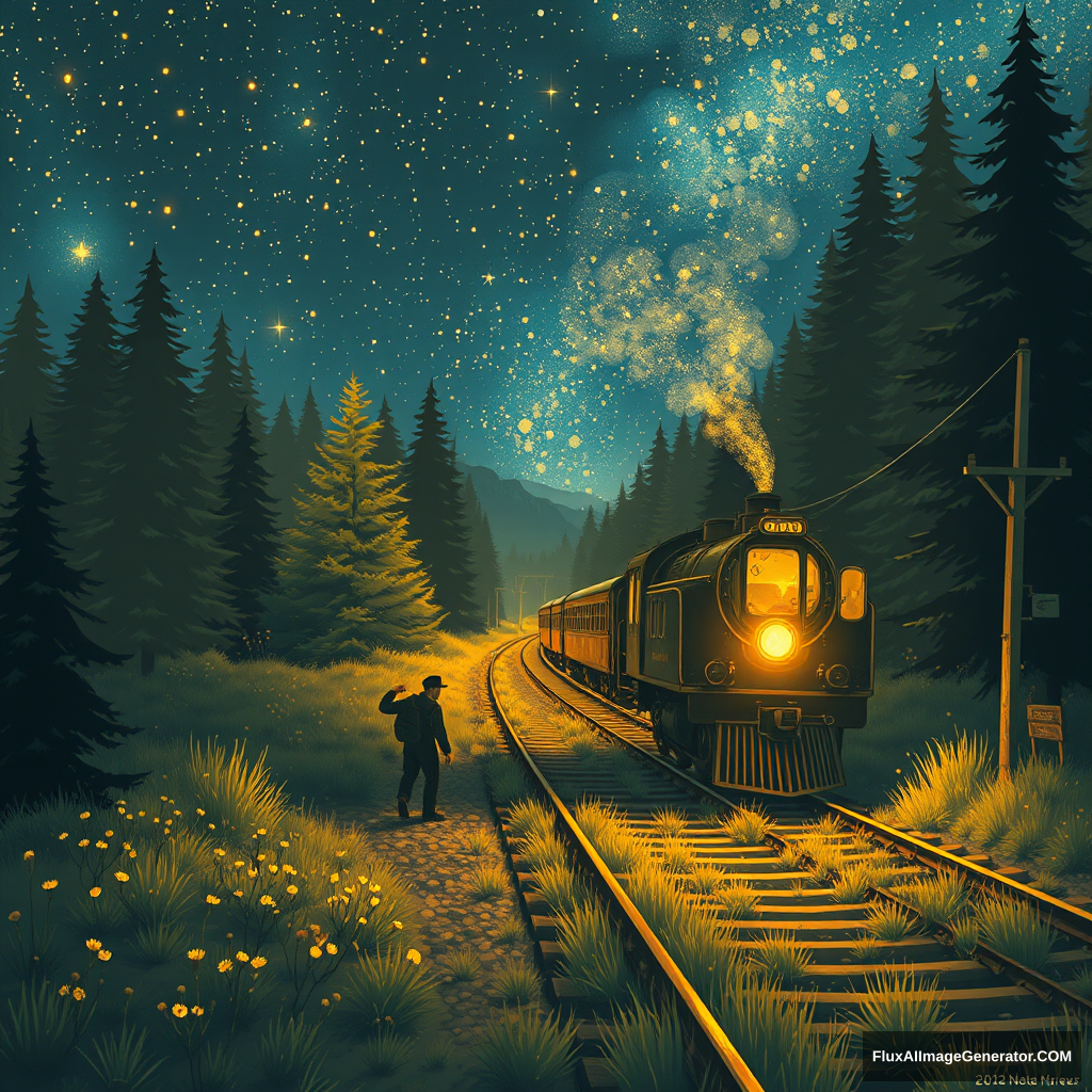 "The scene of fireflies and pioneers in the Stellar Railway." - Image