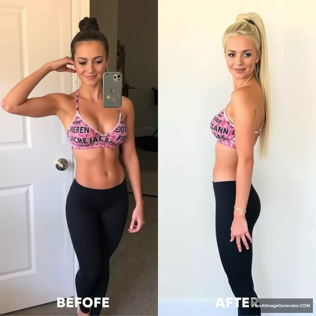 Fitness model influencer Elsa's before-after photos