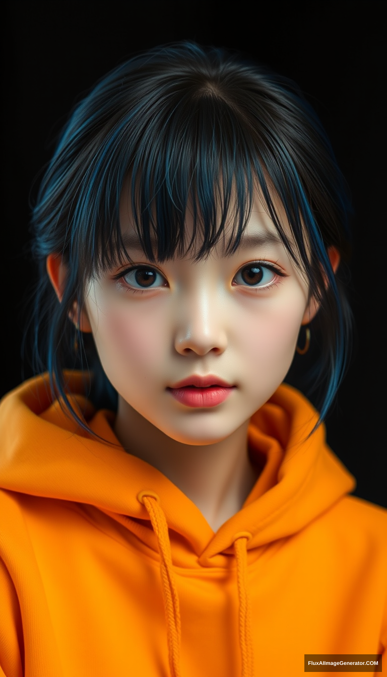 A teenage girl has captivated many with her striking appearance. Donning a dark blue hue with vibrant highlights, she is widely regarded as incredibly beautiful by admiring figures such as Ruby Hoshino, Abiko Samejima, Yoriko Kichijouji, and Kana Arima. Prior to her controversies, she did not stand out significantly according to her audience, suggesting her personality and looks were not particularly remarkable. However, after overcoming her challenges, she undergoes a transformative change, emulating the iconic style of Ai Hoshino, from her facial expressions to the distinctive star in her eyes. Over time, her growing hair length becomes a symbol of her new persona, allowing her to move past her past. Yet, she eventually confesses that this was an intentional attempt to imitate Ai, motivated by her desire to support Aqua. Once the production of "The 15 Year Lie" concluded, she reverted to her previous, shorter hairstyle, reminiscent of the style she wore as a child and resembling her past idol, Kana. This striking similarity was so effective that it even fooled Kana's staff and fans, further emphasizing the transformative power of her appearance. anime style. - Image