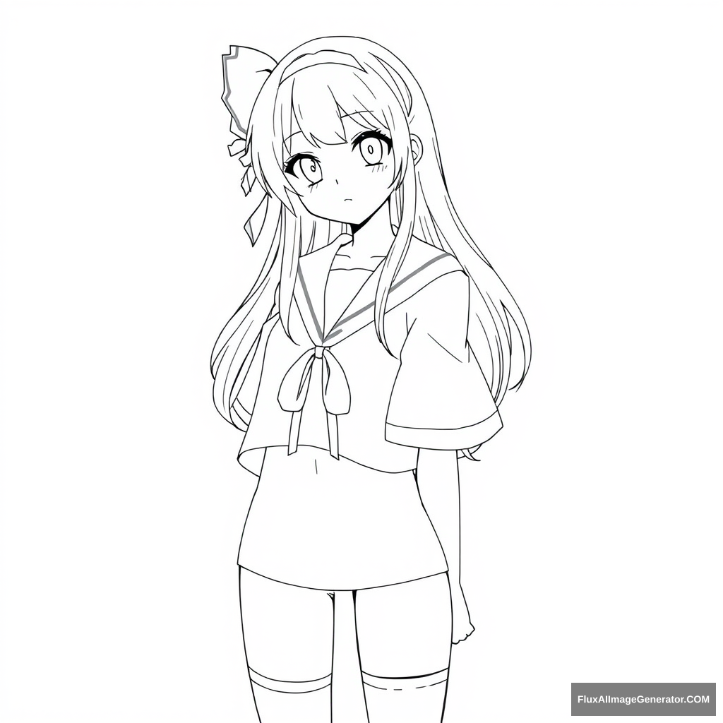 Super simple anime girl lineart.