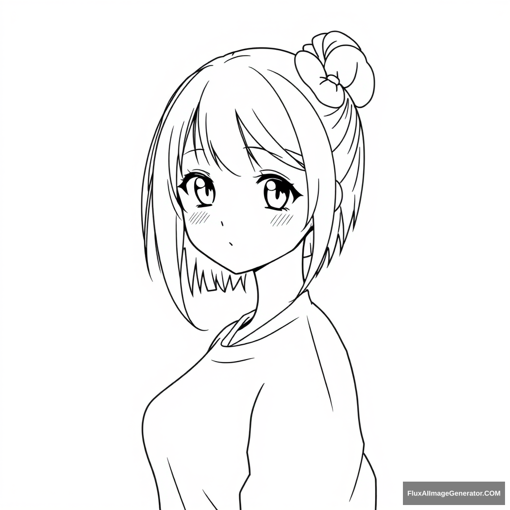 simple line art of the character for drawing. anime girl. very full-figured. very beautiful. simple eyes - Image