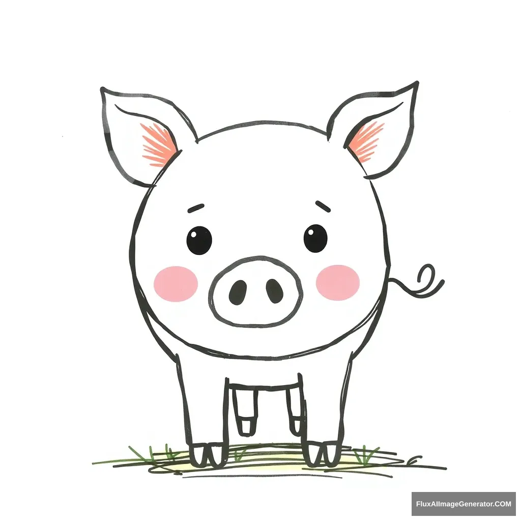 "A simple drawing of a pig at kindergarten level."