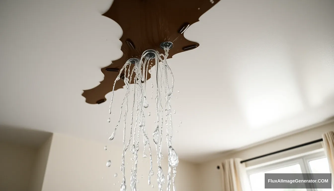 "The ceiling of the house is leaking, and water is flowing down like a waterfall."