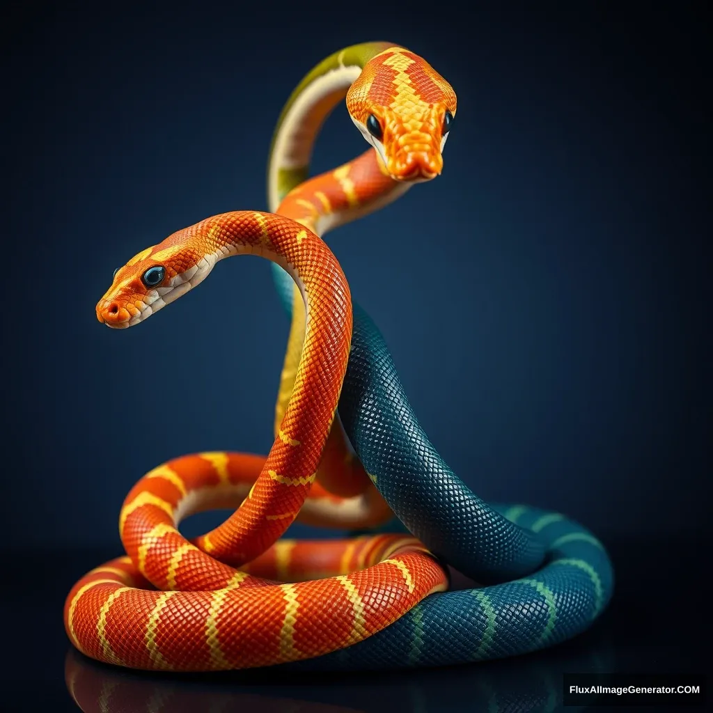 colorful snakes expertly coiled and gracefully performing a dance