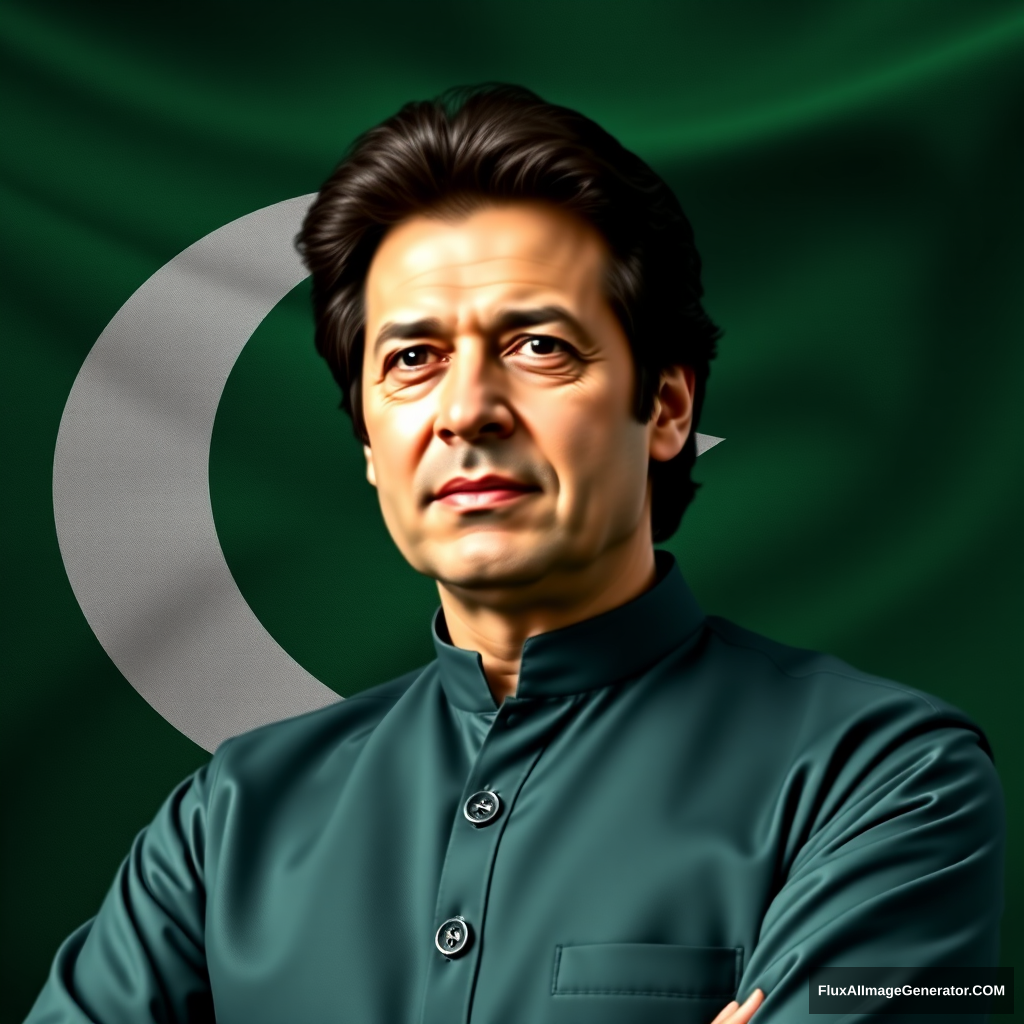 You have to create the image of Imran Khan which is 100% Imran Khan with the background of PTI flag.