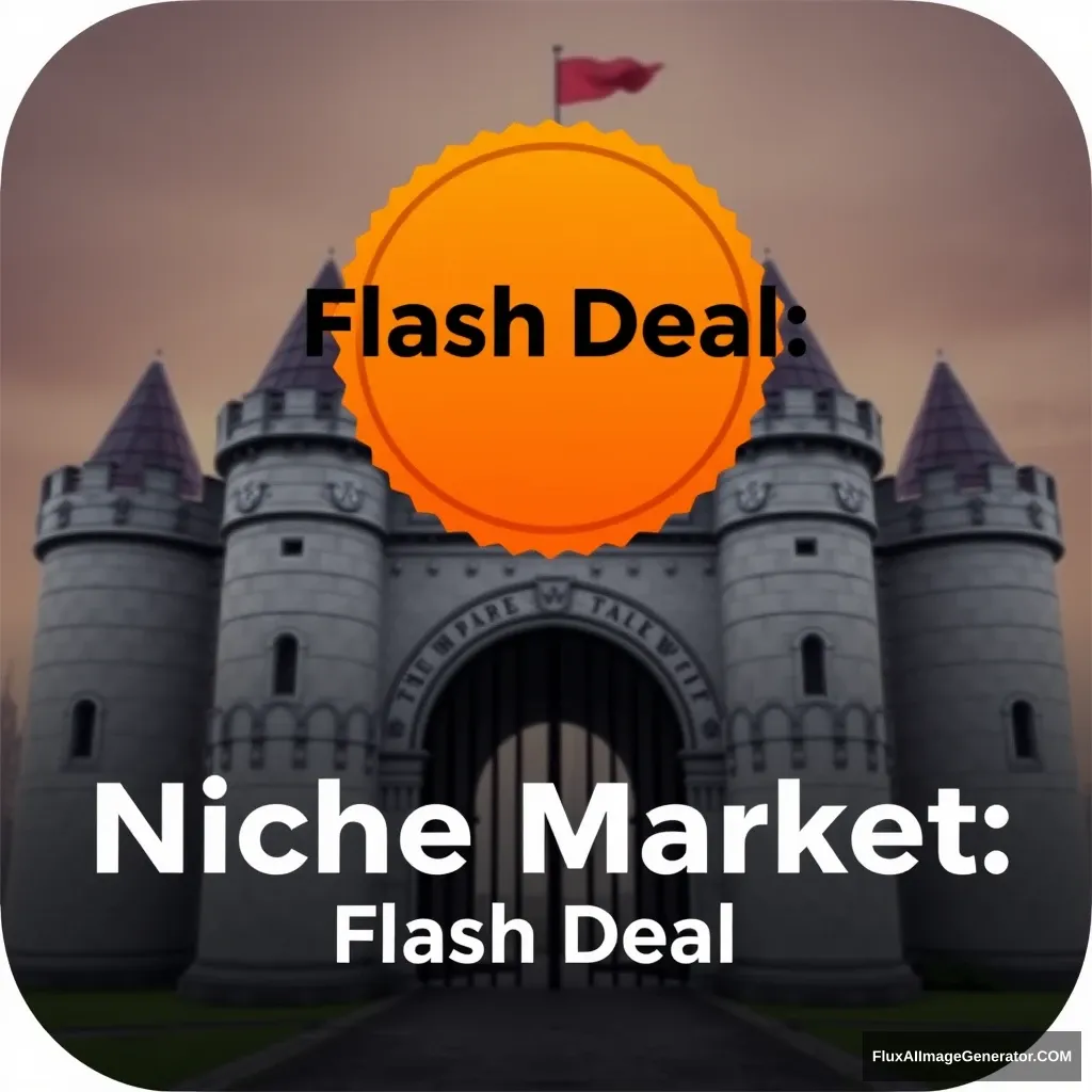 "Icon. With a large castle in the background, the text 'Niche Market: Flash Deal' is above the castle gate."