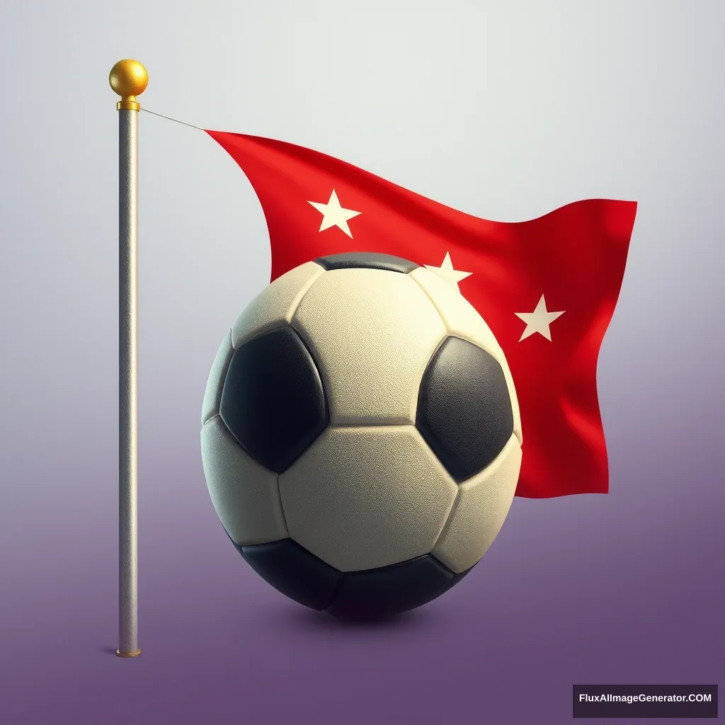 "Five-starred red flag, football, FIFA World Cup champion." - Image