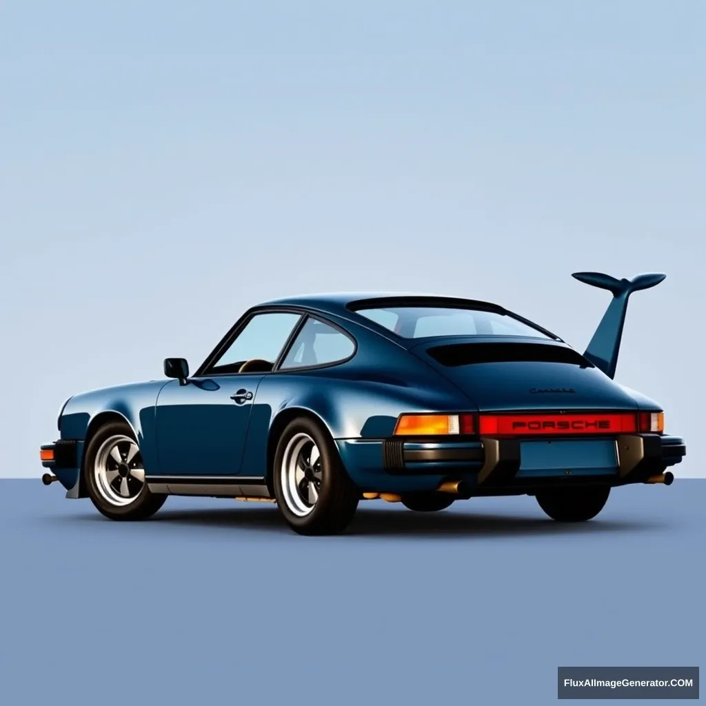 Porsche 911 SC coupe 1977 in dark petrol blue with cookie cutter wheels without a whale tail. - Image